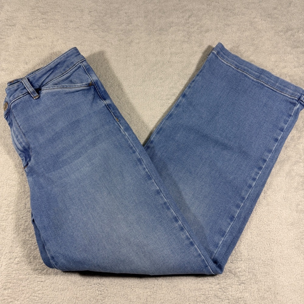 JJill DenimTrouser Full Leg Jeans Women 8P Blue Medium Wash Wide Leg Stretch
